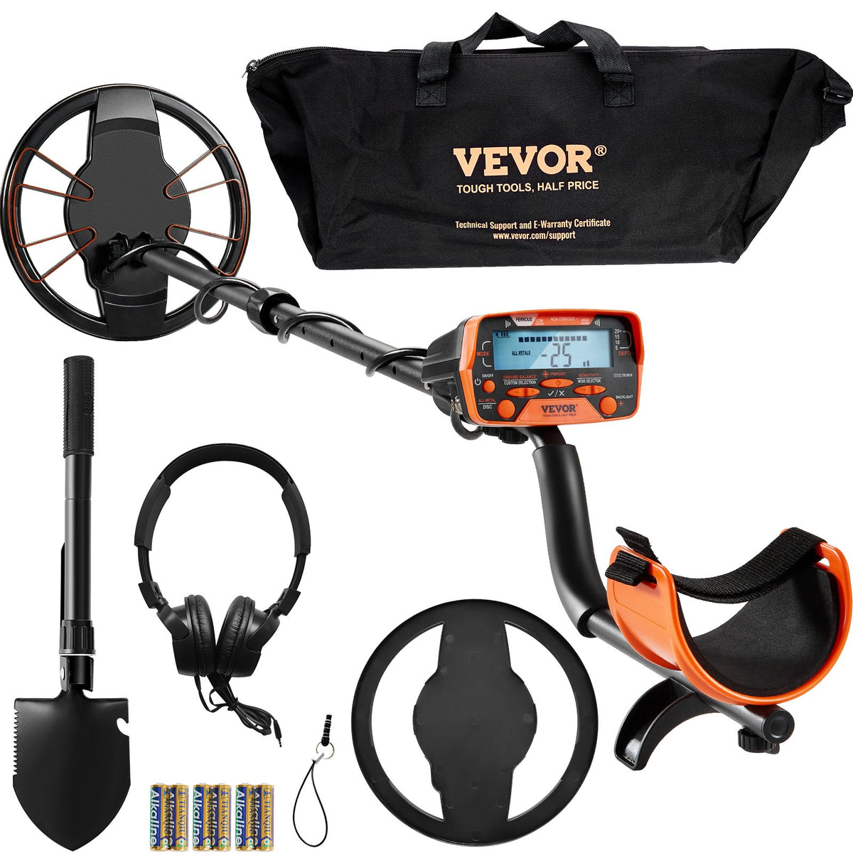 VEVOR Metal Detector for Adults&amp;Kids, 250mm, Professional Adjustable Higher Accuracy Gold Detector, IP68 Waterproof Coil with LCD Display 7 Modes Advanced DSP Chip, for Detecting Gold Treasure Hunting