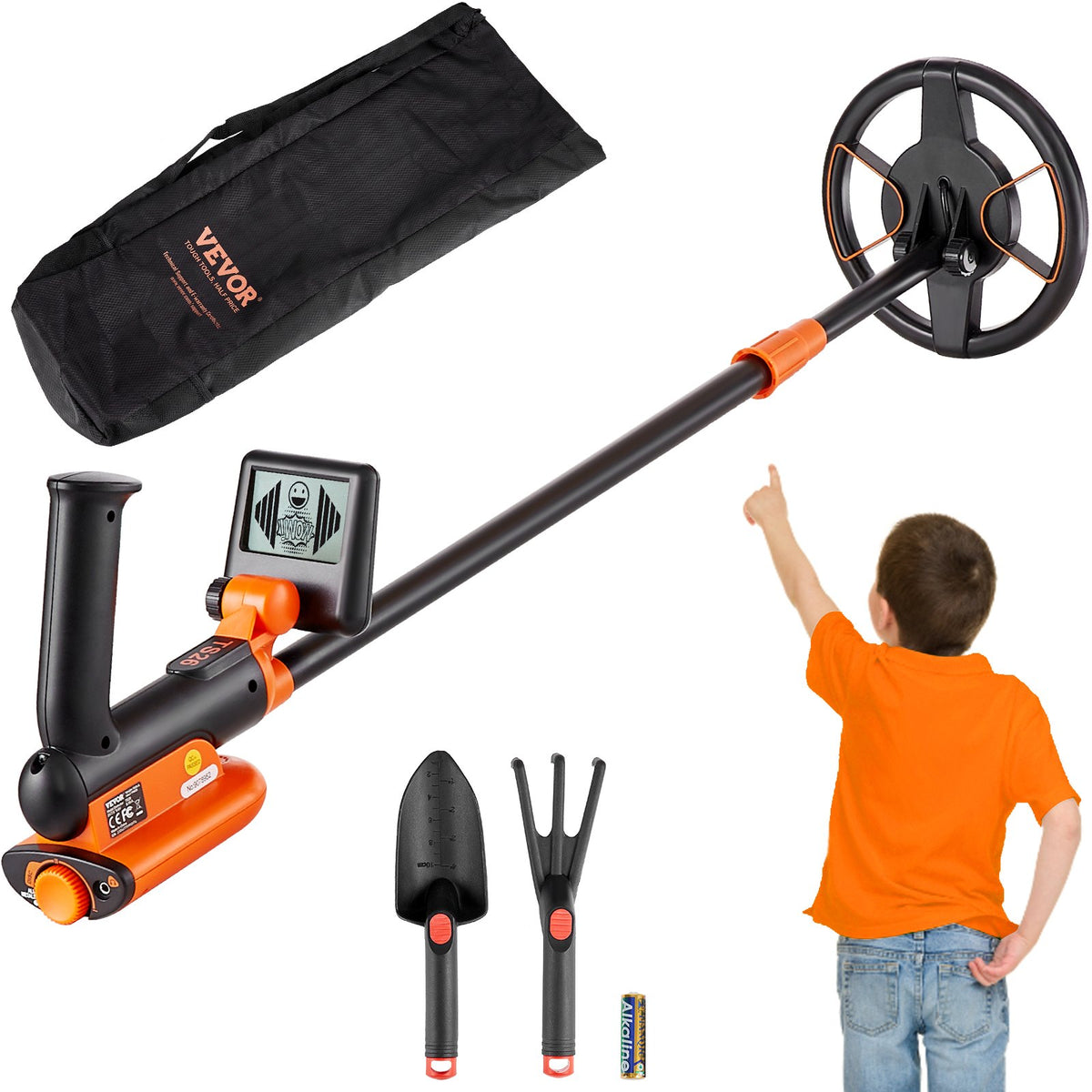 VEVOR Metal Detector for Kids, 150mm, Waterproof Search Coil with LCD Display, Adjustable 660.4-914.4 mm Gold Detector, Lightweight Carbon Fiber Stem for Junior &amp; Youth Detecting Gold Coin Treasure