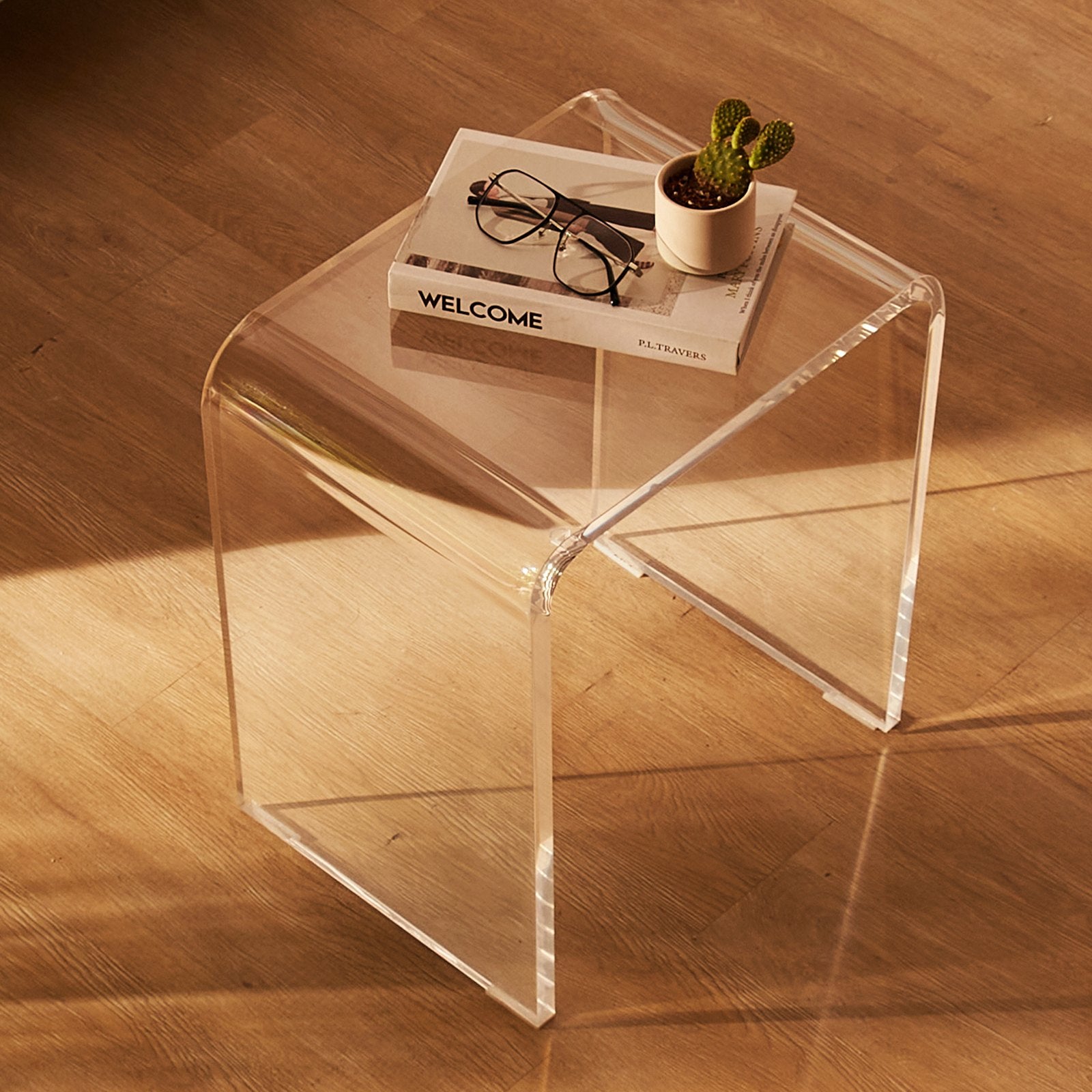 VEVOR Acrylic End Table, 2 pcs C-Shaped Lucite Side Tables, Clear Acrylic Side Table for Drink, Food, Snack used in Living Room, Bedroom, and Study