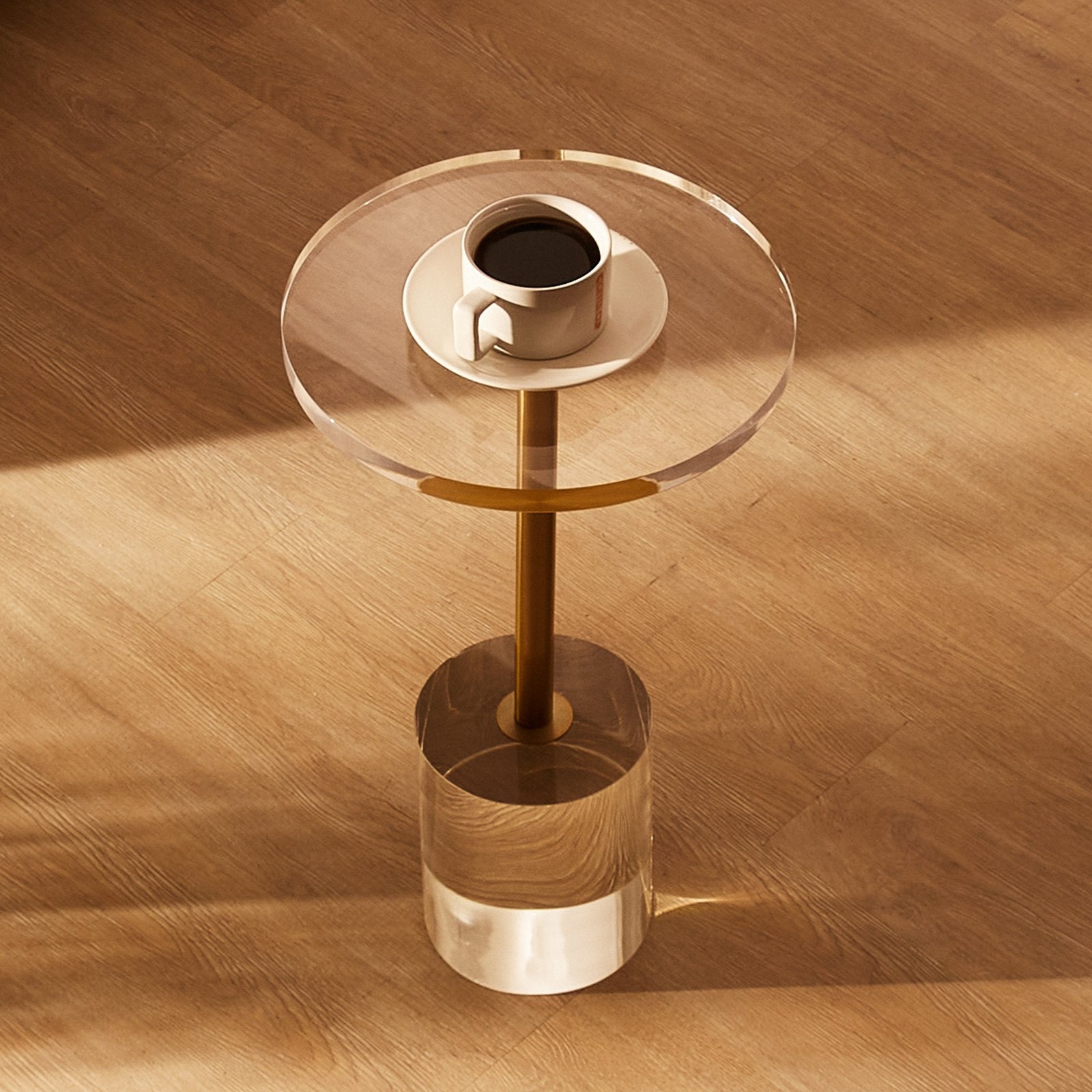 VEVOR Clear Acrylic End Table, Acrylic Side Table with a Solid Base, 11.9 x 11.9 inch Round Tabletop, 21.4 inch High, for Coffee, Drink, Food, Snack used in Living Room, Bedroom, and Study