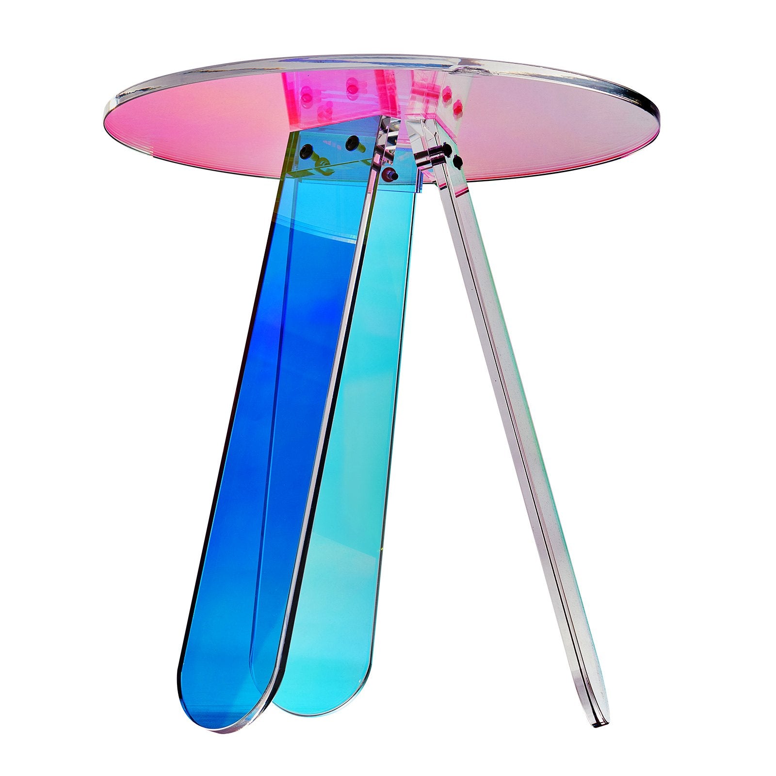 VEVOR Round Iridescent Side Table, Acrylic End Table, Clear Rainbow Acrylic Coffee Table for Drink, Food, Snack used in Living Room, Bedroom, and Study