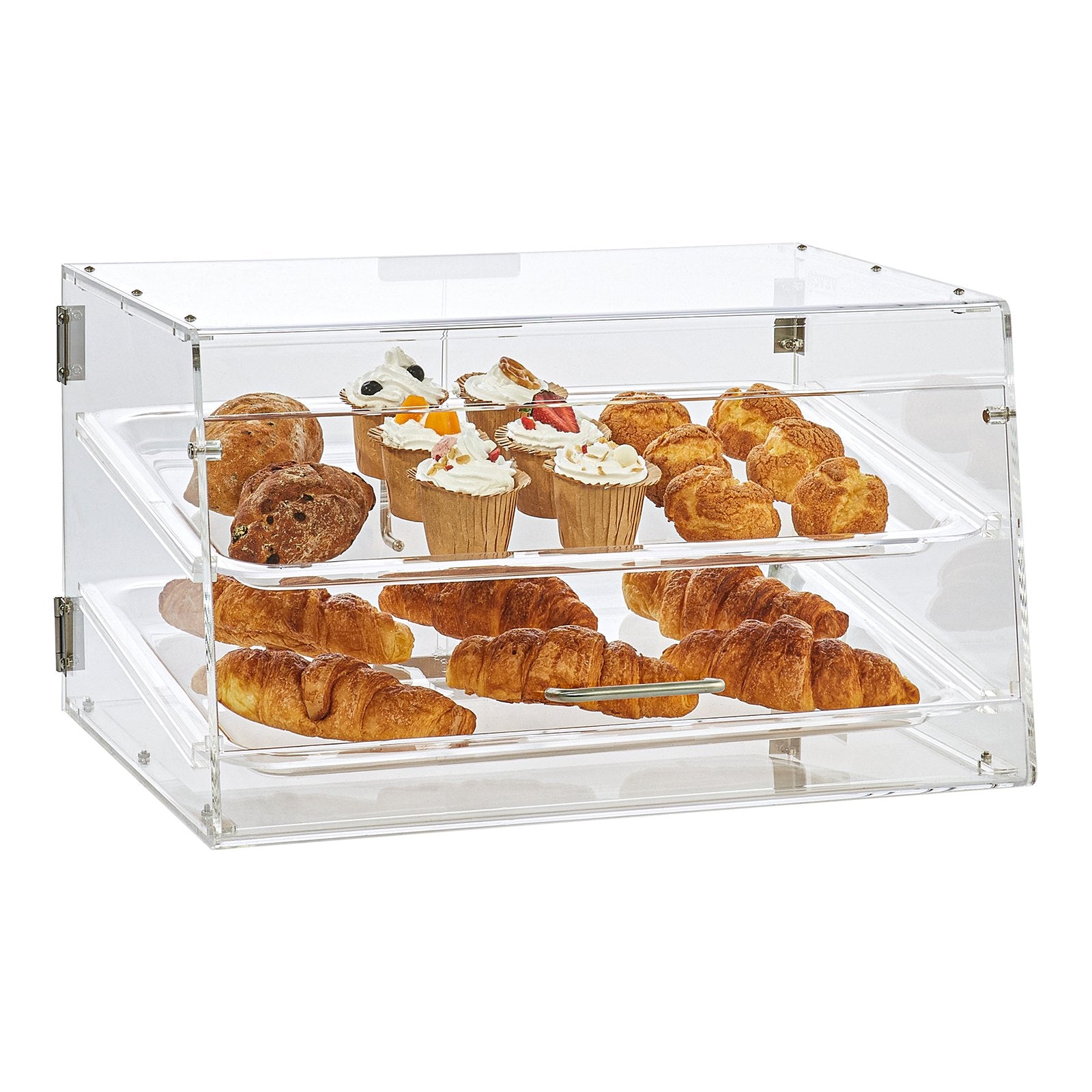 VEVOR Pastry Display Case, 2-Tier Commercial Countertop Bakery Display Case, Acrylic Display Box with Rear Door Access & Removable Shelves, Keep Fresh for Donut Bagels Cake Cookie