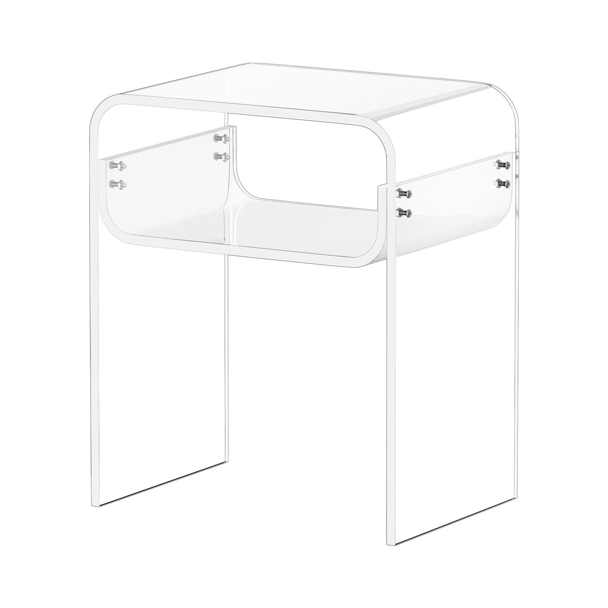 VEVOR Acrylic Side Table, 2 Tiers Clear Bedside Table with Storage Shelf, Modern Rectangle Acrylic End Desk, Transparent Thick Nightstand for Bedroom, Living Room, Study, 30 x 40 x 50 cm (Clear)