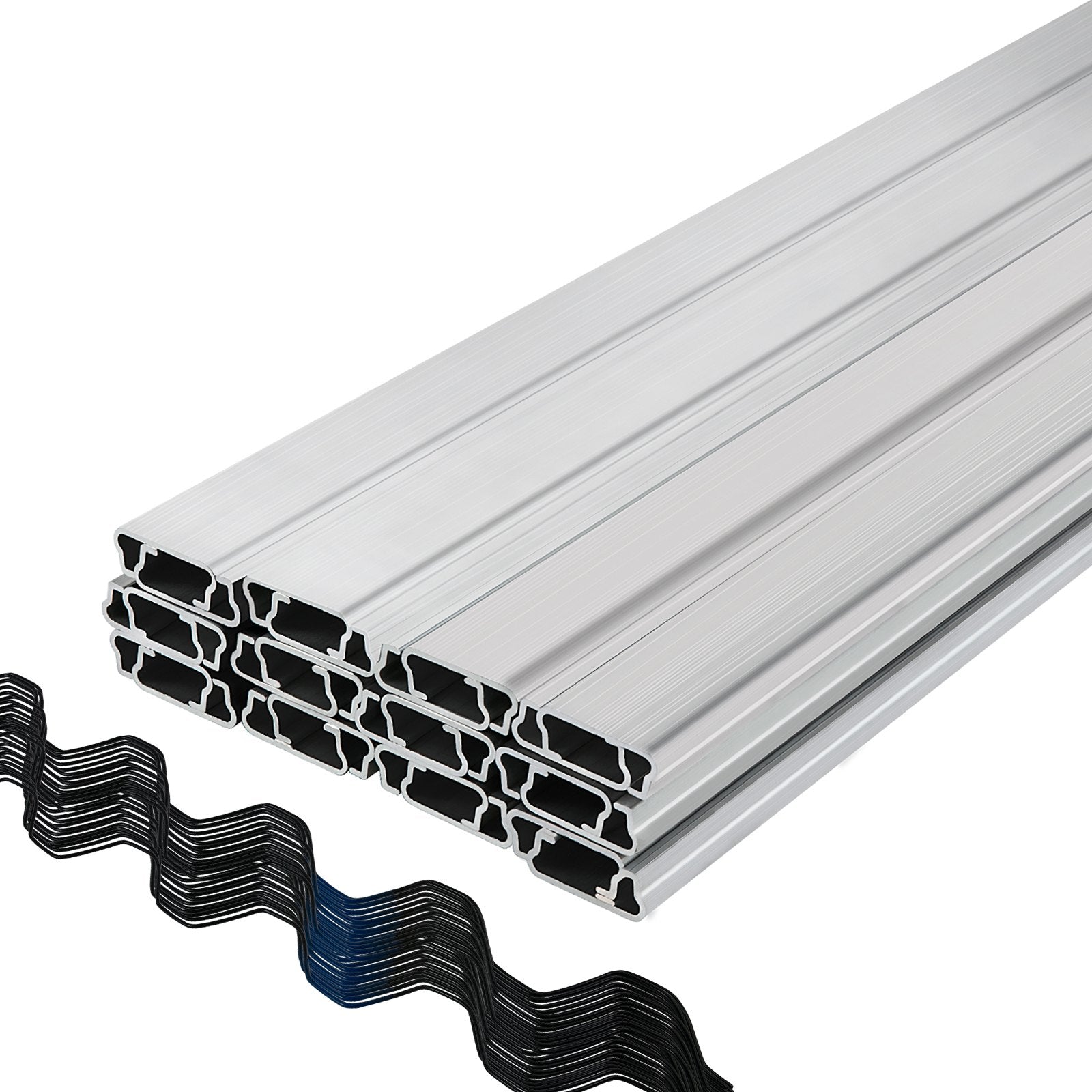 VEVOR Spring Wire and Lock Channel, 2m Spring Lock & U-Channel Bundle for Greenhouse, 50 Packs PE Coated Spring Wire & Aluminum Alloy Channel, Plastic Poly Film or Shade Cloth Attachment with Scre