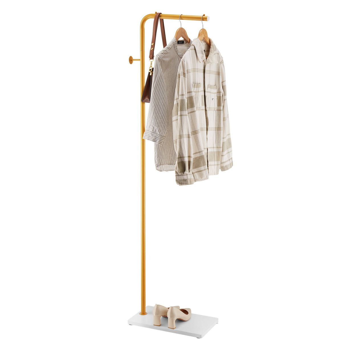 VEVOR Coat Rack, Freestanding Coats Rack Stand with Quartz Stone Base &amp; 3 Round Hooks, Free Standing Hall Coat Tree for Entryway, Bedroom, Living Room, Stylish Clothes Hanger Stand for Coats, Hat, Bag