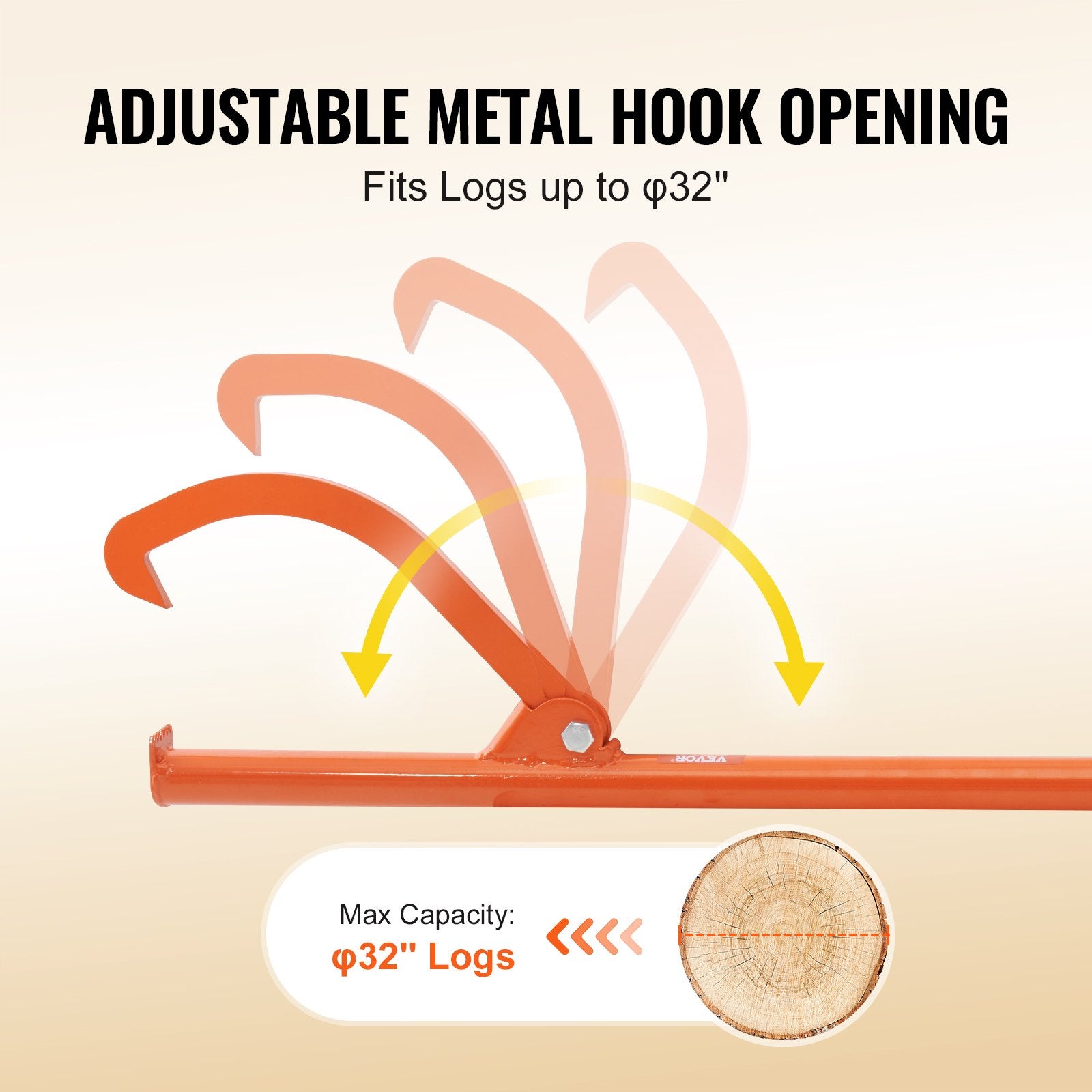 VEVOR Cant Hook Tool, 46.5 in, Heavy Duty Steel Log Roller, Log Lifter Timber Jack 32" Dia Logs, Forestry Logging Tools, Dual Function Log Handler for Rolling and Clamping Logs