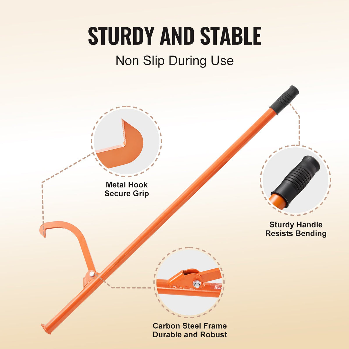 VEVOR Cant Hook Tool, 46.5 in, Heavy Duty Steel Log Roller, Log Lifter Timber Jack 32" Dia Logs, Forestry Logging Tools, Dual Function Log Handler for Rolling and Clamping Logs