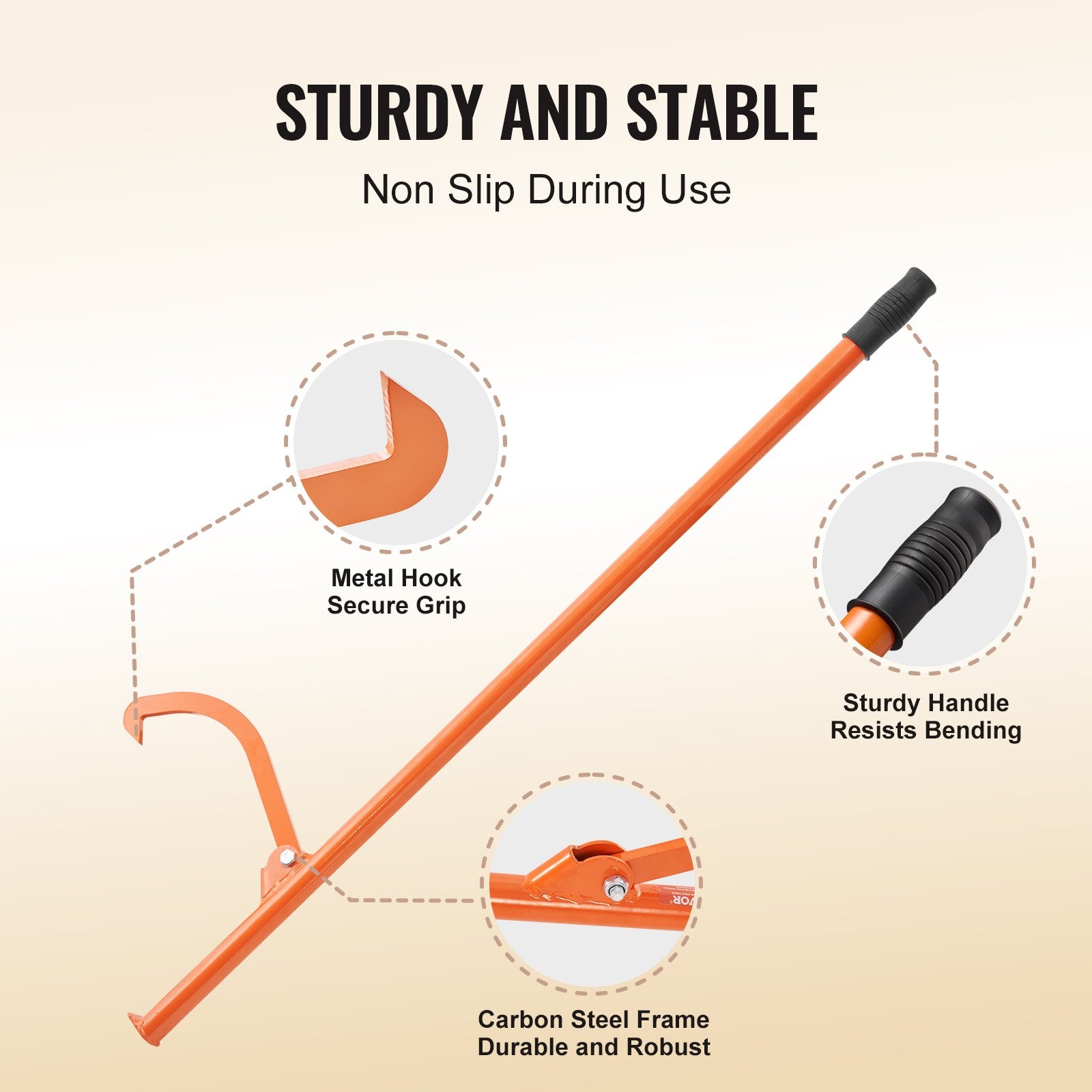 VEVOR Cant Hook Tool, 46.5 in, Heavy Duty Steel Log Roller, Log Lifter Timber Jack 32" Dia Logs, Forestry Logging Tools, Dual Function Log Handler for Rolling and Clamping Logs