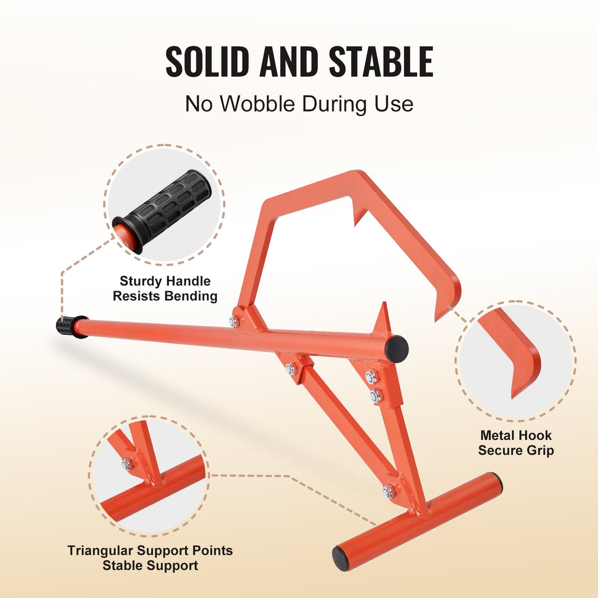 VEVOR Timberjack, 46.5 in, Heavy Duty Steel Log Roller, Log Lifter with Adjustable Cant Hook, Logging Tools Log Jack for Logs Ups to 25" Dia, Timber Jack for Rolling Cutting and Lifting Logs