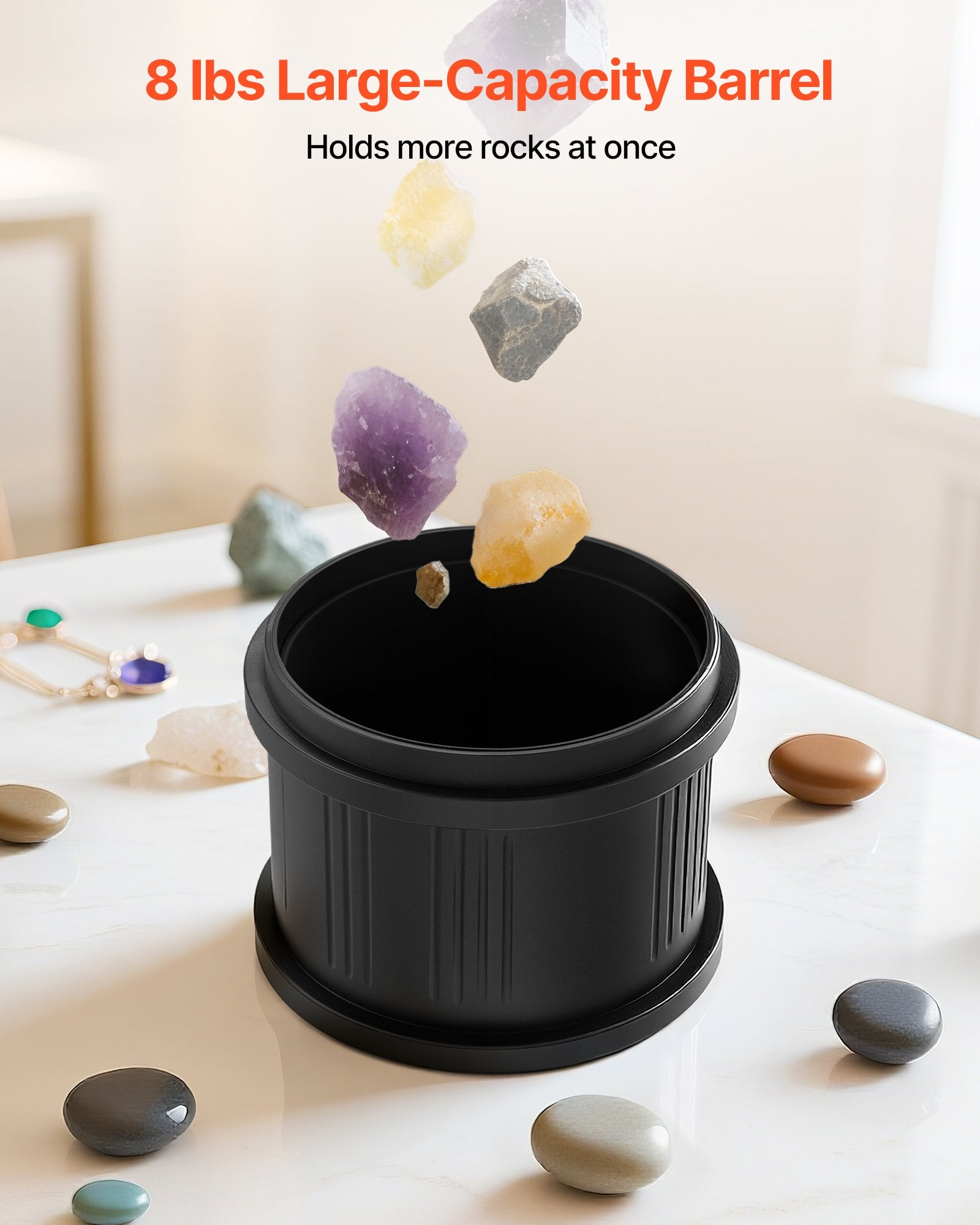 VEVOR Rock Tumbler Kit, 8 lbs Rock Polishing Kit, 4 Speed Settings 9-Day Polishing Timer Stone Polishing Kit, Double Barrel Rock Polisher with Adapter, Rock Polisher for Adults and Kids