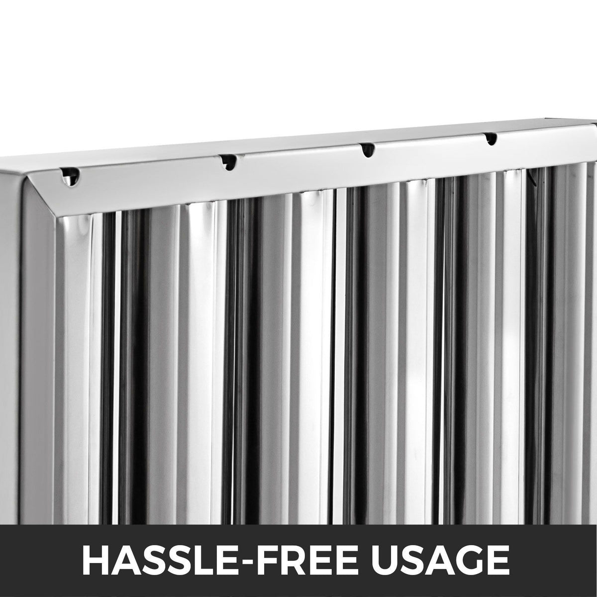 Pack of 6 Hood Filters 19.5W x 15.5H Inch, 430 Stainless Steel 5 Grooves Commercial Hood Filters, Range Hood Filter for Grease Rated Commercial Kitchen Exhaust Hoods