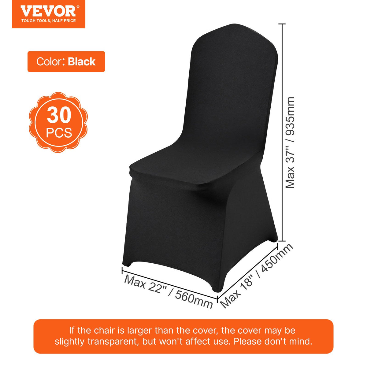 VEVOR Stretch Spandex Folding Chair Covers, Universal Fitted Chair Cover, Removable Washable Protective Slipcovers, for Wedding, Holiday, Banquet, Party, Celebration, Dining (30PCS Black)