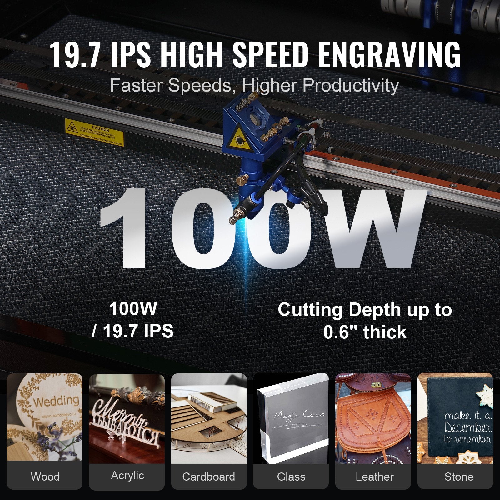 VEVOR 100W CO2 Laser Engraver Engraving Carving Print Machine 600x900 mm Workbed