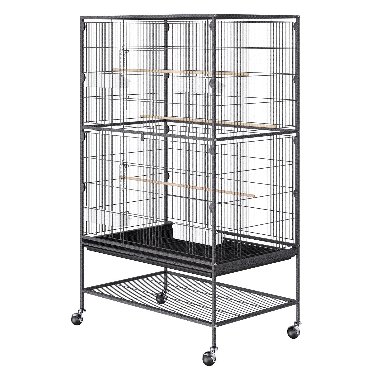 VEVOR 52 inch Standing Large Bird Cage, Carbon Steel Flight Bird Cage for Parakeets, Cockatiels, Parrots, Macaw with Rolling Stand and Tray