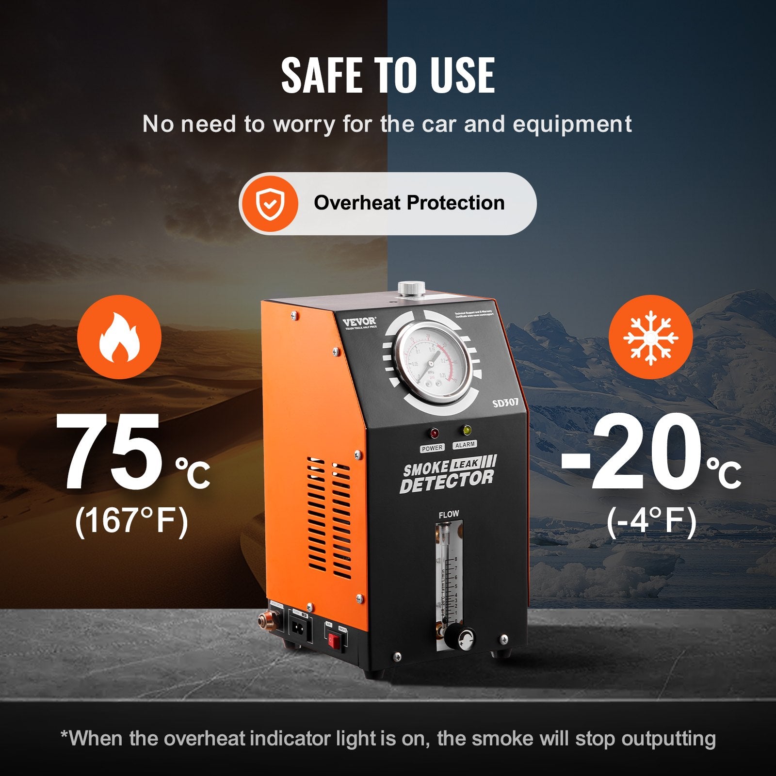 VEVOR Automotive Smoke Machine Leak Detector, EVAP Vacuum Fuel Leak Tester with Built-in Air Pump, Pressure Gauge & Flow Meter, 2-Mode Vacuum Pipe Fuel Diagnostic Detector for 12V Cars Trucks Boats