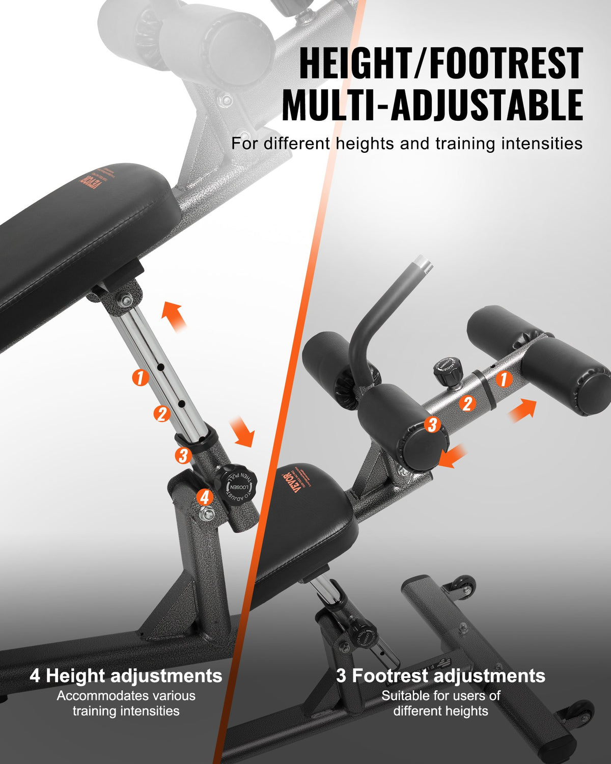 VEVOR Sit Up Bench, Decline Ab Bench with Reverse Crunch Handle, with 4 Adjustable Height Settings, Heavy Duty Steel, 454 kg Capacity, for Home Gym Workouts, Strength Training, Full Body Muscles