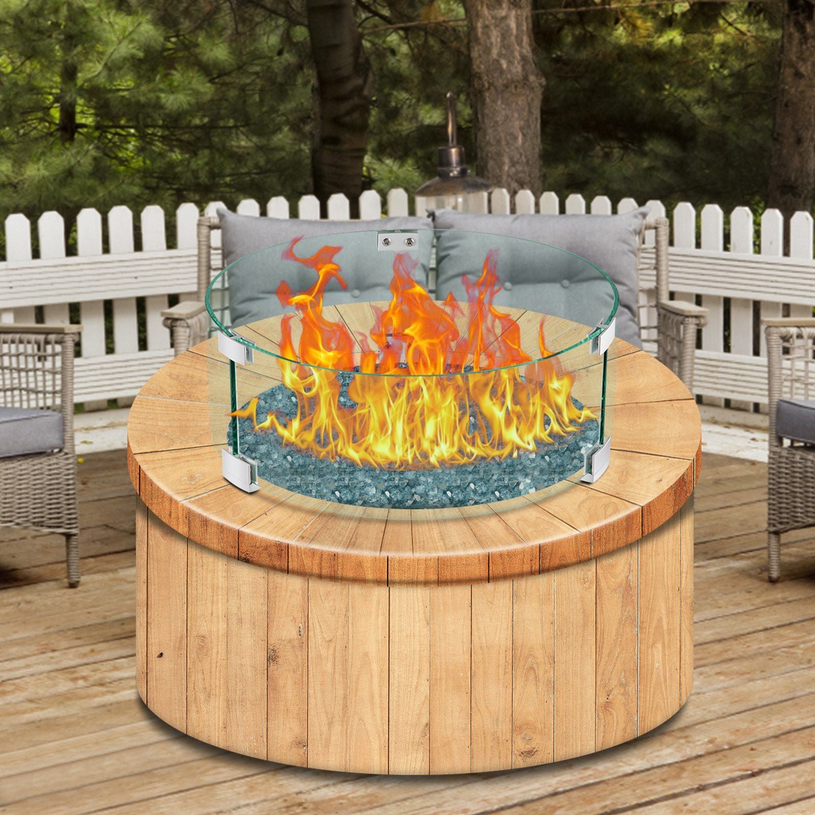 Fire Pit Wind Guard Tempered Glass Flame Guard 17x17x6 In 1/4-In Thick
