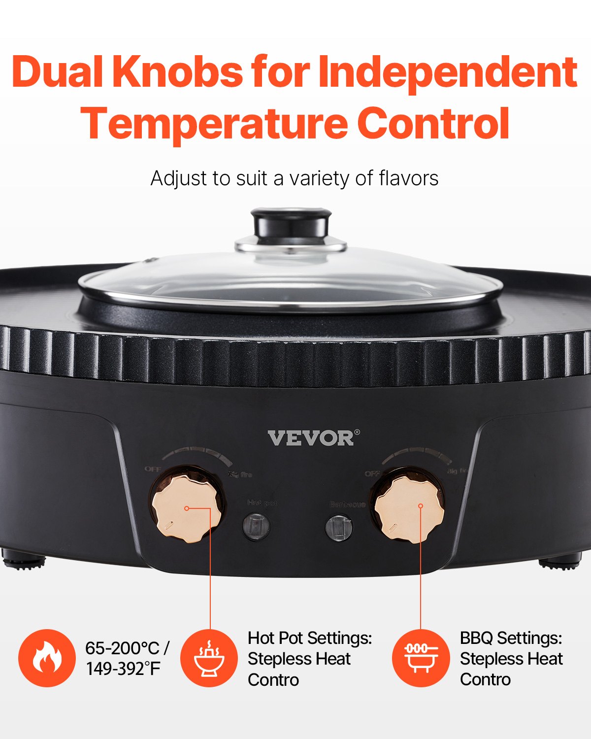 VEVOR Hot Pot with Grill 1800W 2-in-1 Electric Smokeless Grill and Hot Pot
