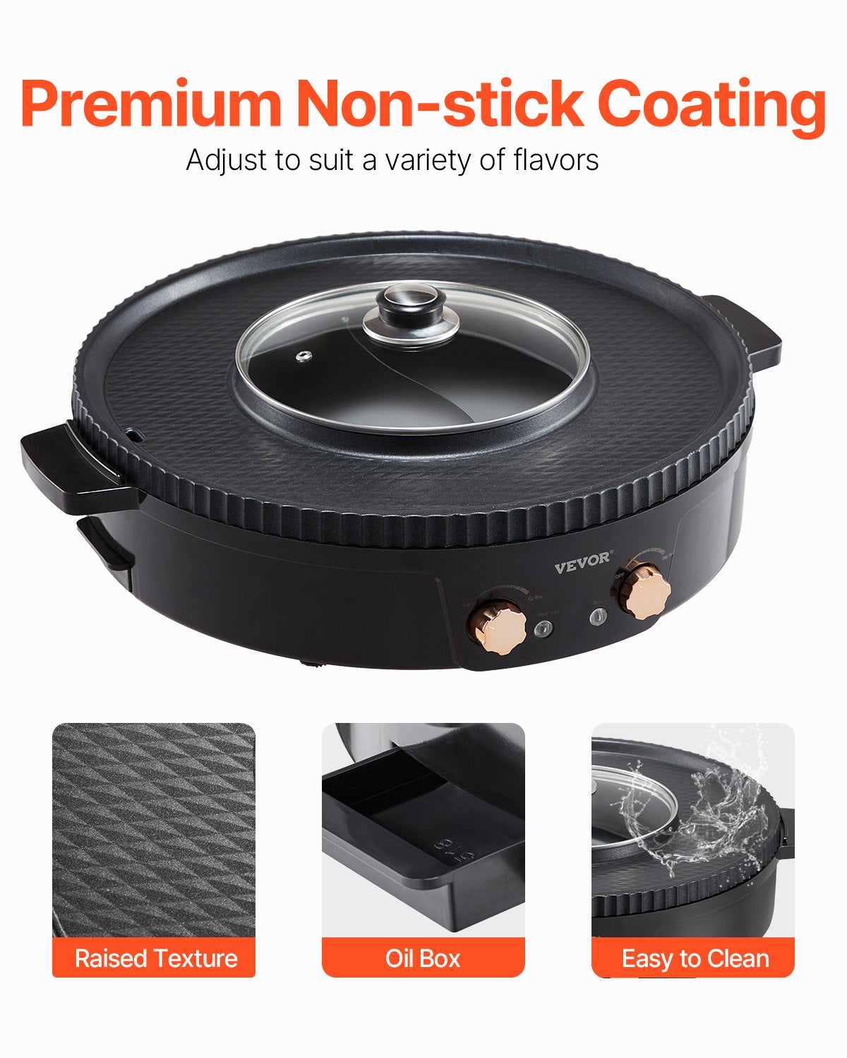 VEVOR Hot Pot with Grill 1800W 2-in-1 Electric Smokeless Grill and Hot Pot