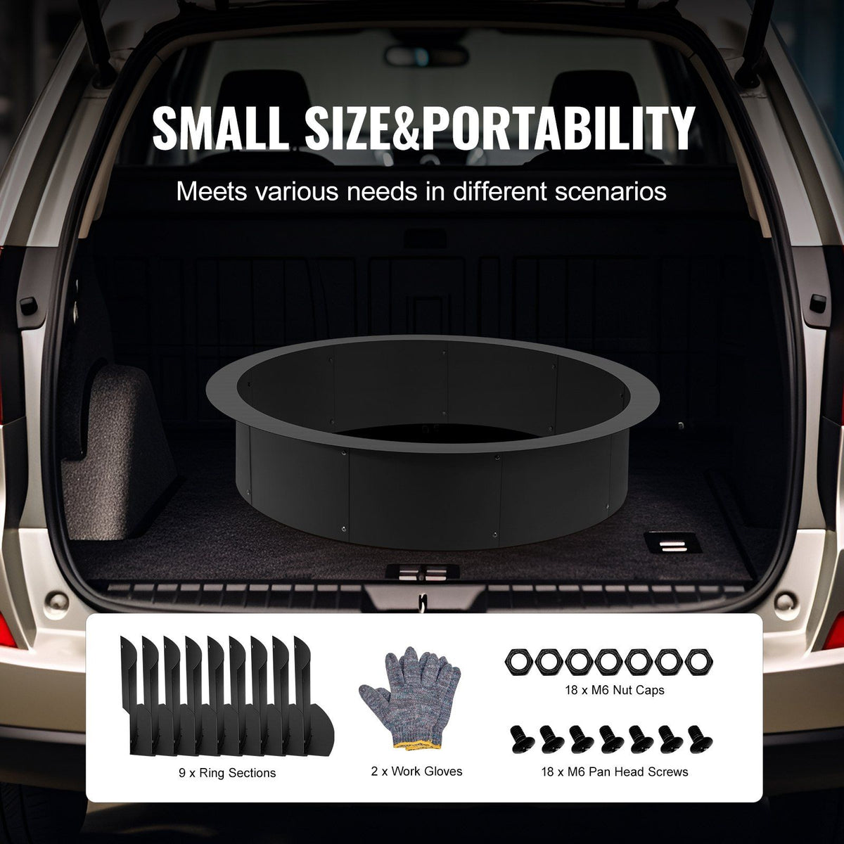 Fire Pit Ring, 44-Inch Outer/39-Inch Inner Diameter, 10inch Height 2.5mm Thick Fire Pit Insert, Heavy Duty Carbon Steel Liner DIY Campfire Ring above or In-Ground, for Outdoor Camping, Bonfires