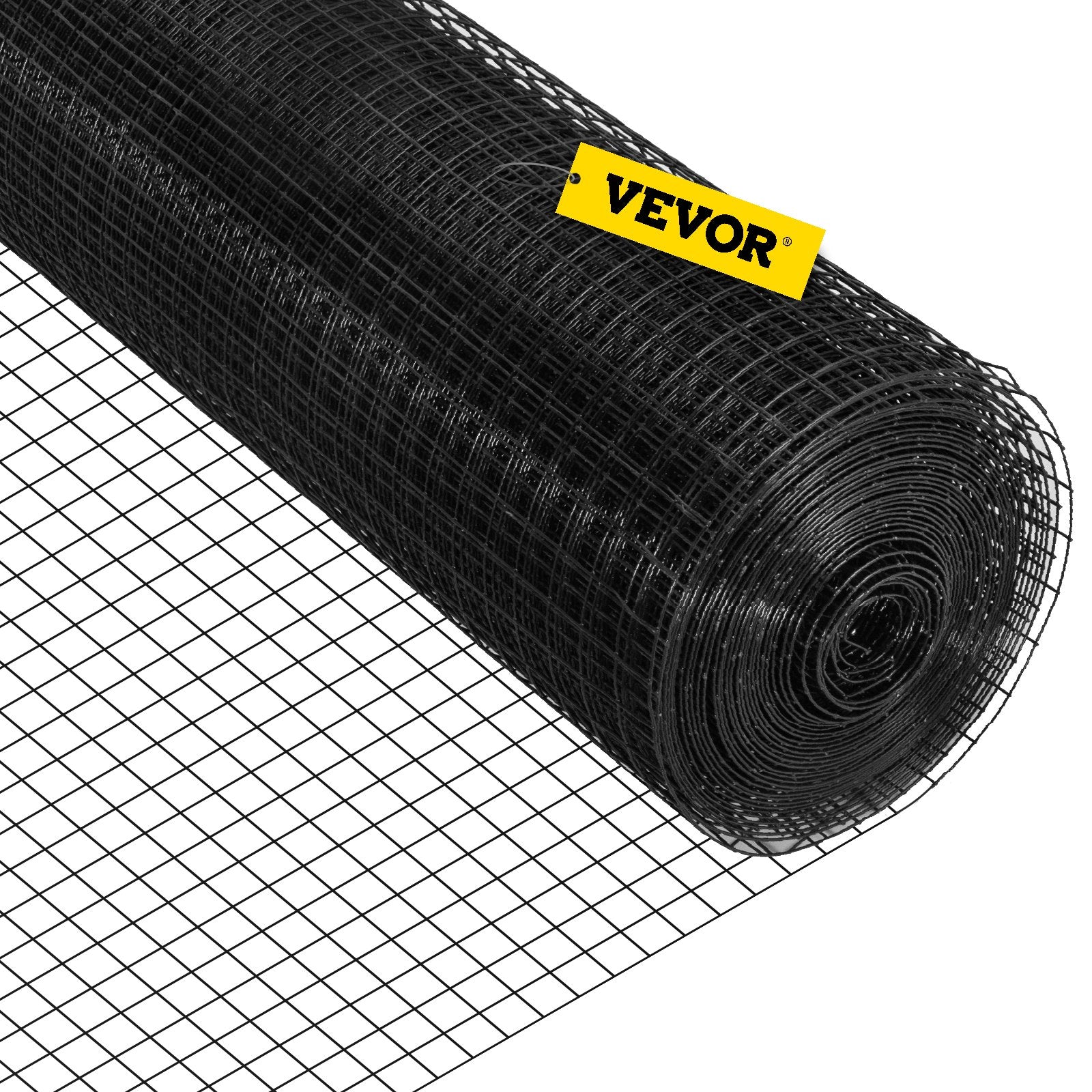 VEVOR Hardware Cloth, 24\" x50\' & 1\"x1\" Mesh Size, Galvanized Steel Vinyl Coated 16 Gauge Welded Wire with A Cutting Plier & A Pair of Fabric Gloves, for Garden Fencing & Pet Enclosures, Black