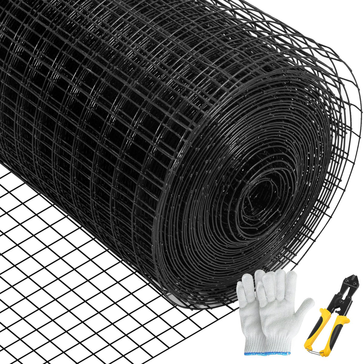 VEVOR Hardware Cloth, 48\&quot; x 50\&#39; &amp; 1\&quot;x1\&quot; Mesh Size, Galvanized Steel Vinyl Coated 16 Gauge Chicken Wire Fencing with A Cutting Plier &amp; A Pair of Fabric Gloves, for Garden Fencing &amp; Pet Enclosures,