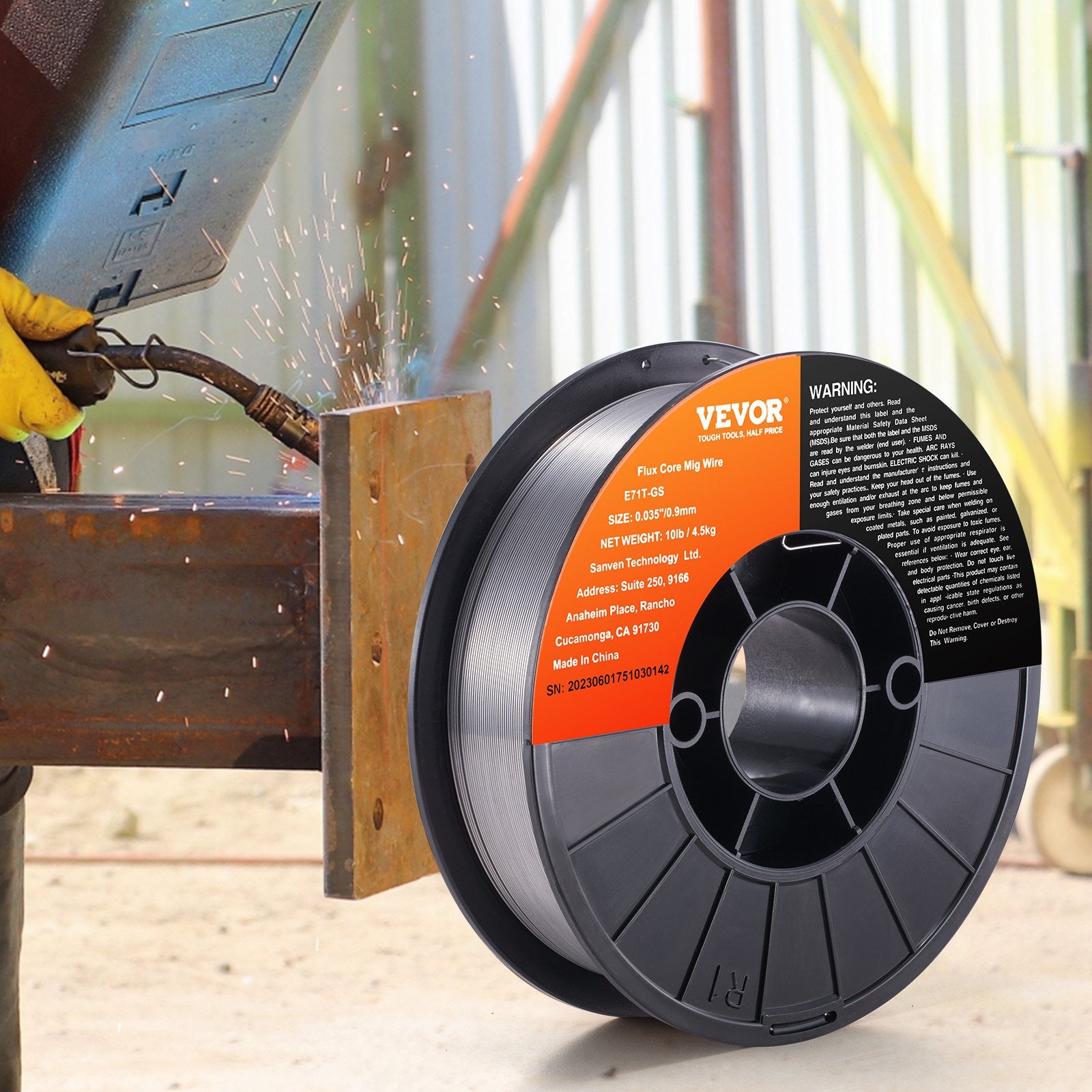 VEVOR Flux Core MIG Welding Wire E71T-GS 0.035" 10LB Gasless Mild Steel MIG Wire