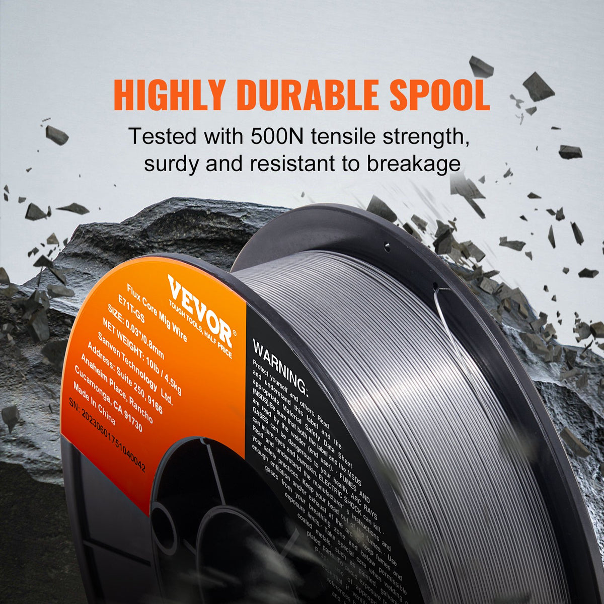 VEVOR Flux Core Welding Wire, E71T-GS 0.030-inch 10LBS, Gasless Mild Steel MIG Welding Wire with Low Splatter for All Position Arc Welding and Outdoor Use