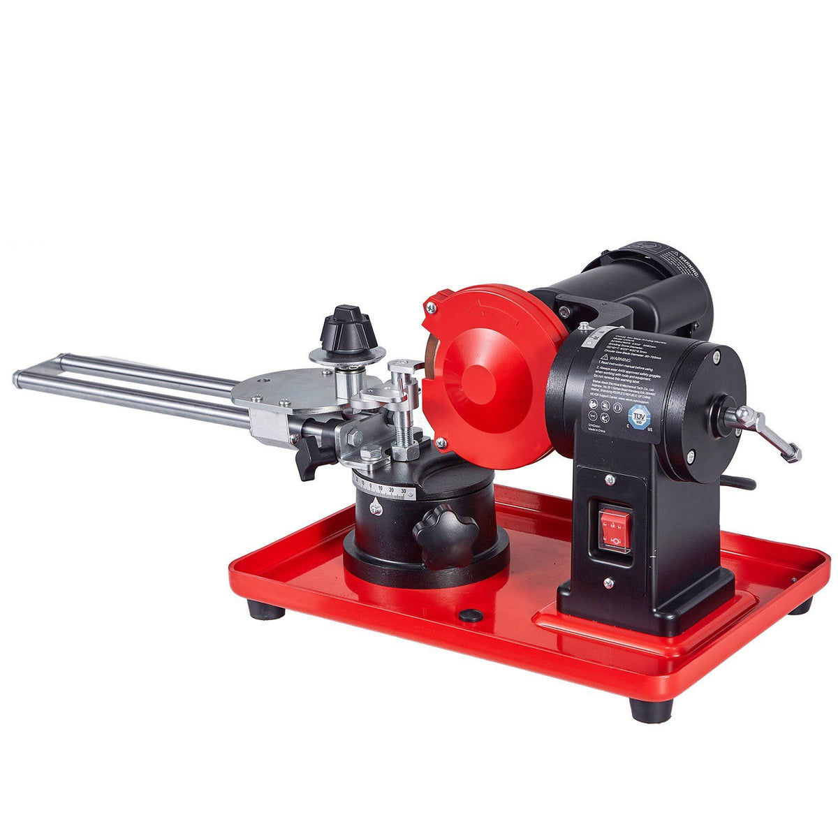 Circular Saw Blade Sharpener, 370W 2890RPM Rotary Angle Mill Grinder Sharpening Machine with 125mm Grinding Wheel &amp; 6 Saw Centerings - Fits Φ80mm to Φ700mm Circular Saw Blades