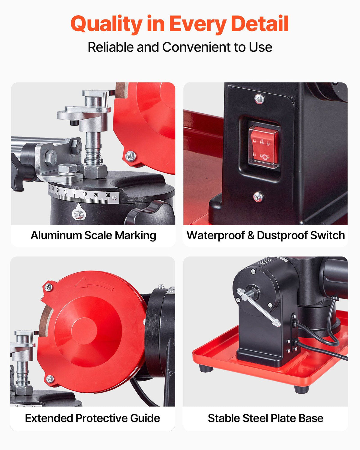 Circular Saw Blade Sharpener, 370W 2890RPM Rotary Angle Mill Grinder Sharpening Machine with 125mm Grinding Wheel & 6 Saw Centerings - Fits Φ80mm to Φ700mm Circular Saw Blades