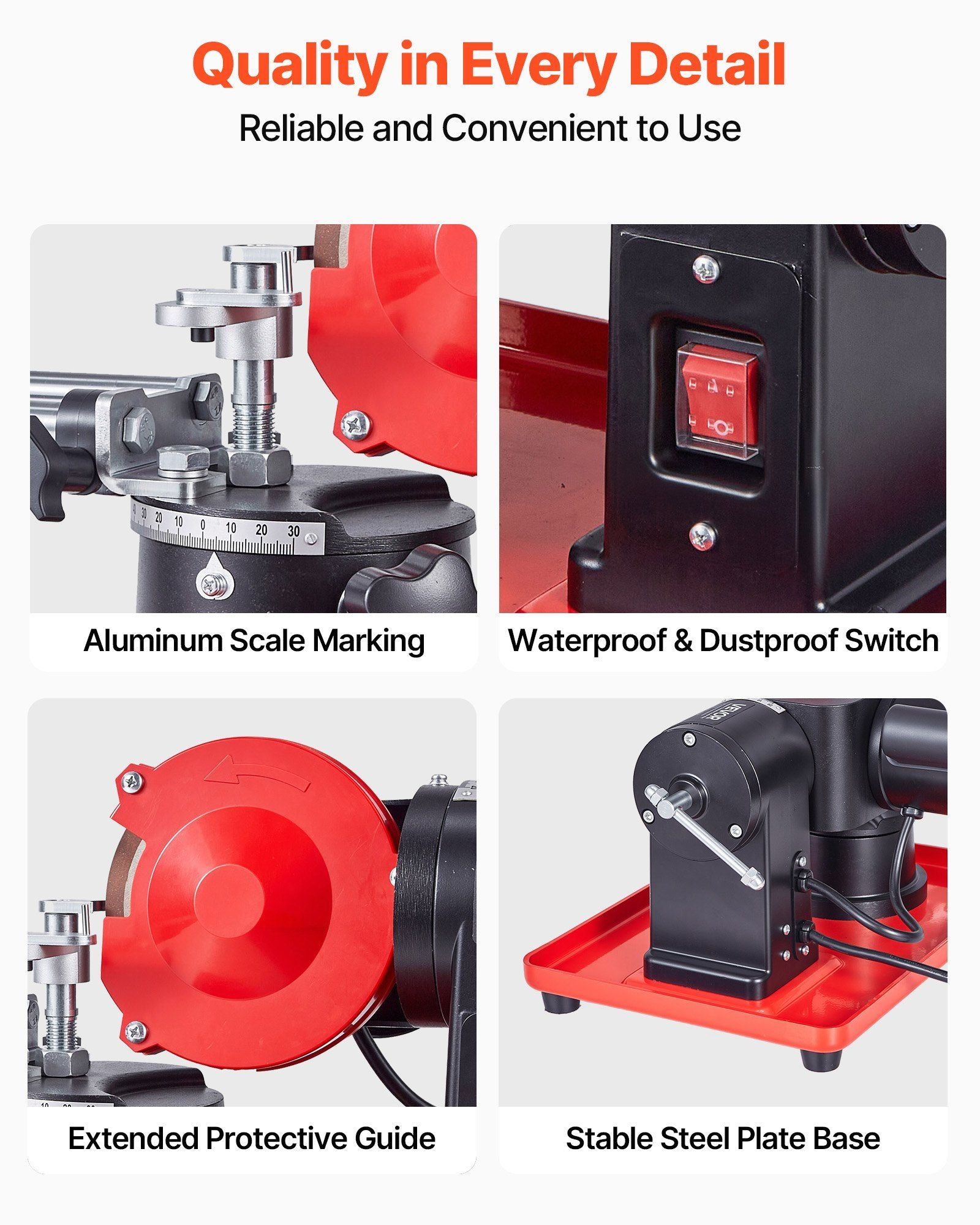 Circular Saw Blade Sharpener, 370W 2890RPM Rotary Angle Mill Grinder Sharpening Machine with 125mm Grinding Wheel & 6 Saw Centerings - Fits Φ80mm to Φ700mm Circular Saw Blades