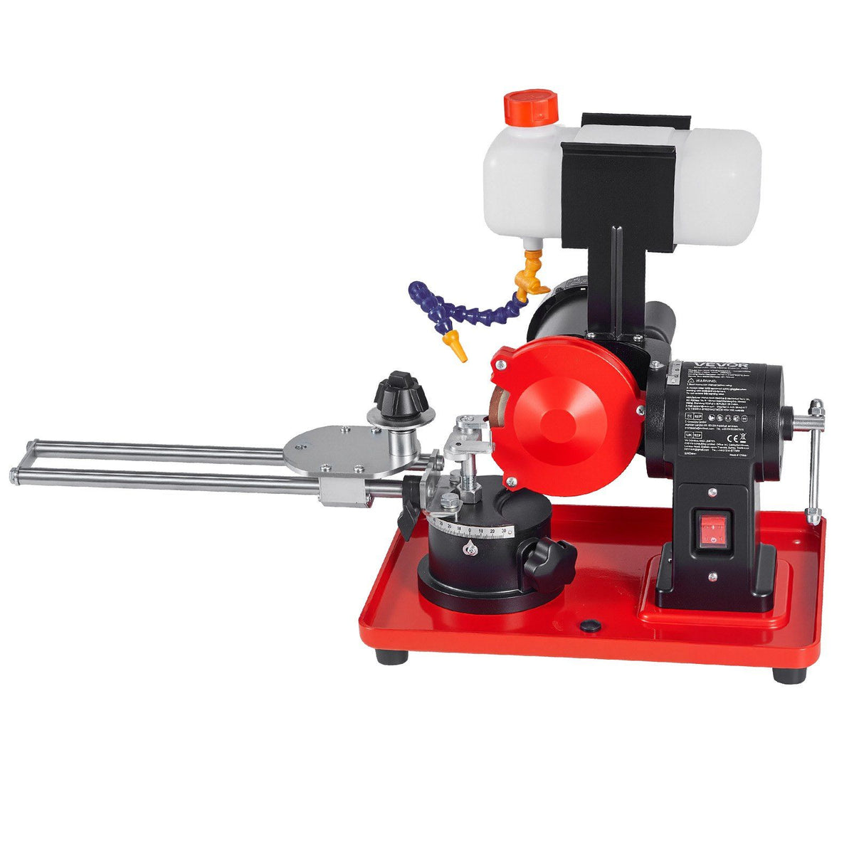 Circular Saw Blade Sharpener with Water Tank, 370W 2890RPM Rotary Angle Mill Grinder, Water Injection Sharpening Machine with 125mm Grinding Wheel - Fits Φ80mm to Φ700mm Circular Saw Blades