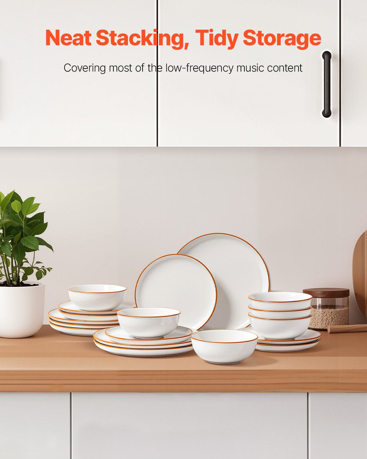 VEVOR 18 PCS Dinnerware Set Ceramic Plates and Bowls Sets Service for 6 White