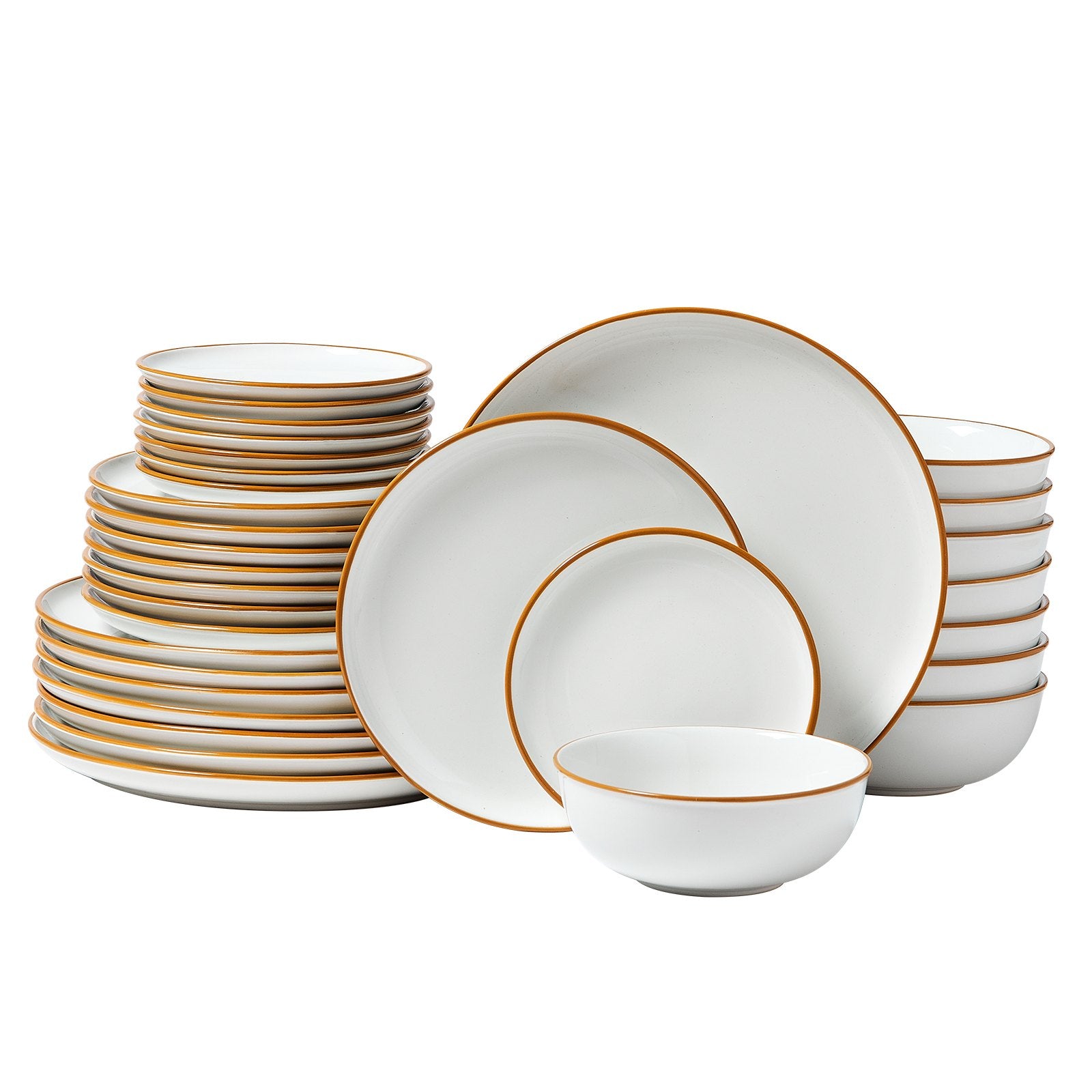 VEVOR 32 PCS Dinnerware Set Ceramic Plates and Bowls Sets Service for 8 White