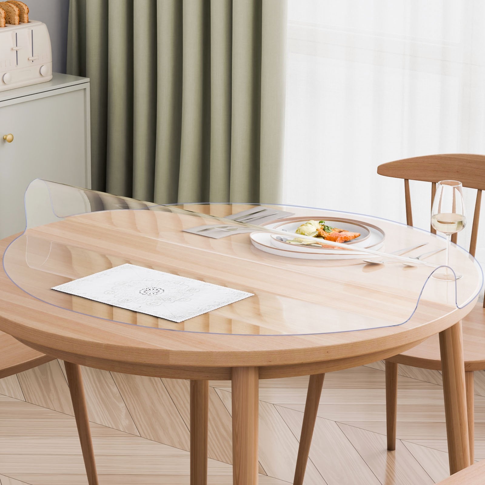 VEVOR Plastic Table Cover, 42 x 42 Inch 2.0 mm Thick Clear Table Protector, Round PVC Desk Mat, Waterproof & Easy Cleaning Desk Pad Tablecloth, for Office Dresser Dining Room Table Night Stand