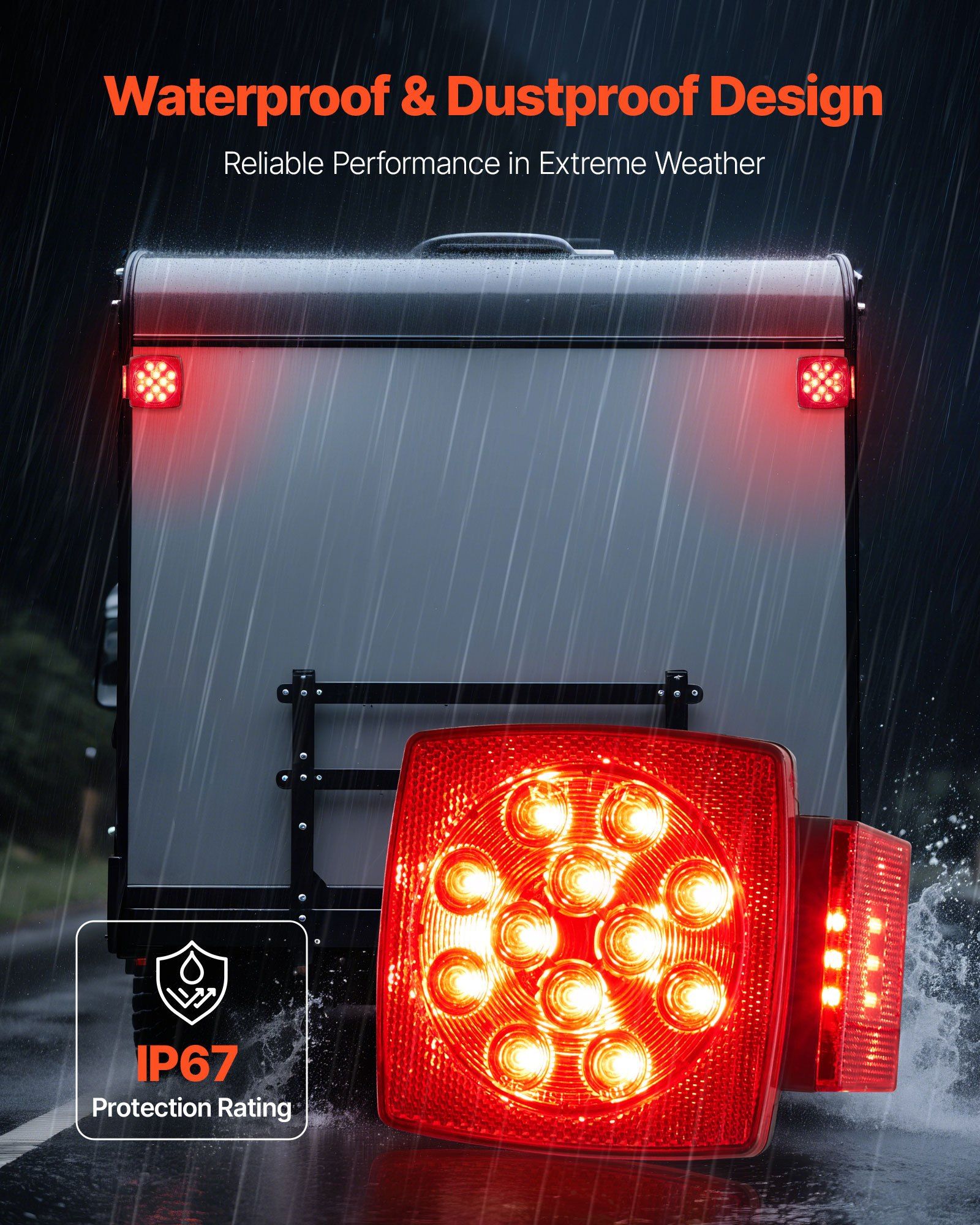 Trailer Lights, LED Trailer Tail Lights Kit with Stop Brake Turn Tail License Plate Clearance Lamp, Waterproof Tow Lighting Kit with Wiring Harness for Boat Truck Camper RV Snowmobile Caravan