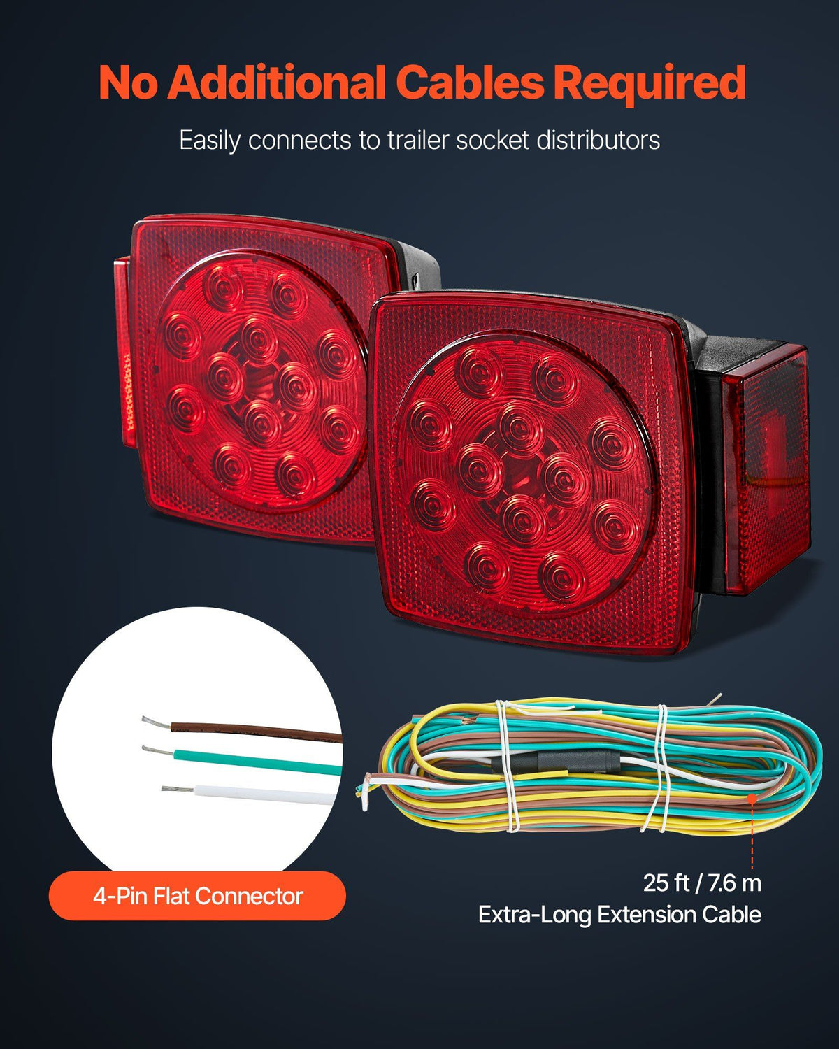 Trailer Lights, LED Trailer Tail Lights Kit with Stop Brake Turn Tail License Plate Clearance Lamp, Waterproof Tow Lighting Kit with Wiring Harness for Boat Truck Camper RV Snowmobile Caravan