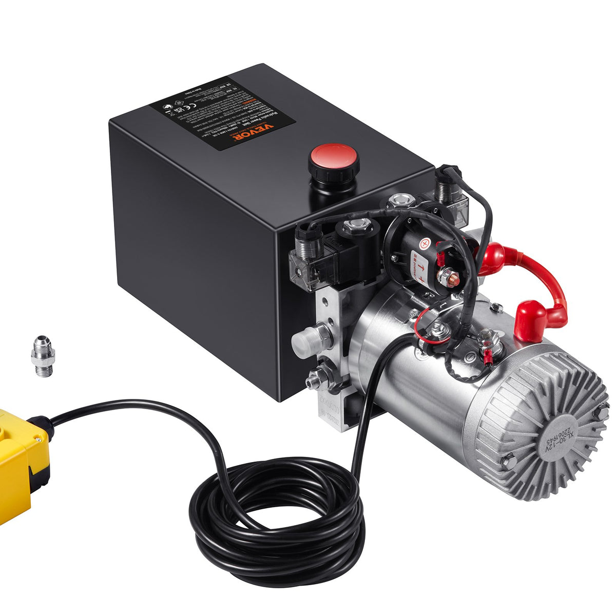 VEVOR Hydraulic Pump, 10 Quart Hydraulic Power Unit, Double Acting Dump Trailer Pump, 0.91 GPM Flow Rate, 3200 PSI Max Relief Pressure, DC 12V Hydraulic Pump for Dump Trailer Car Lifting