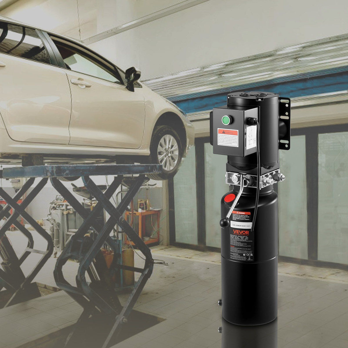 Hydraulic Pump Power Unit, AC 220V, 10 Quart Single Acting Hydraulic Unit, 6.3 L/min Oil Flow, Max Discharge Pressure 22 MPa for Dump Truck, Auto Repair Garage, Car Lifting Platforms, Black