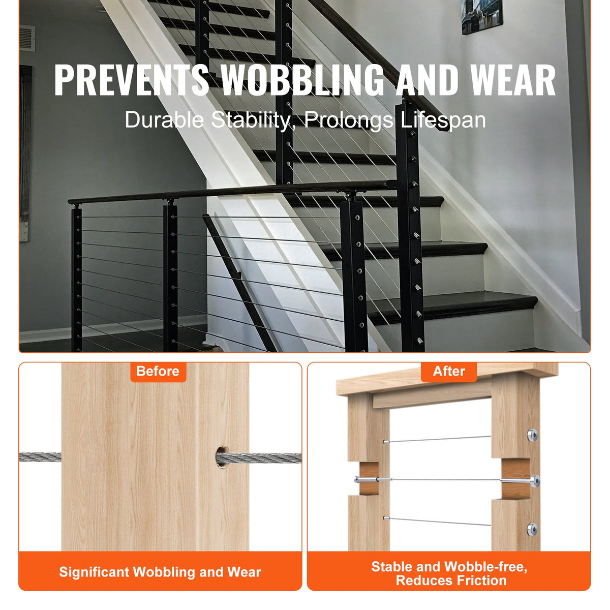 VEVOR 20 Pack Invisible Cable Railing kit, T316 Stainless Steel 3.2mm Invisible Receiver and Swage Stud End for Cable Railing, Swage Tensioner 3.2mm for Wood/Metal Post, Cable Railing Hardware, Silver