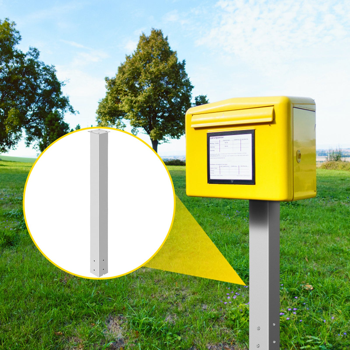 VEVOR Mailbox Post, 43\" High Mailbox Stand, White Powder-Coated Mail Box Post Kit, Q235 Steel Post Stand Surface Mount Post for Sidewalk and Street Curbside, Universal Mail Post for Outdoor Mailbox