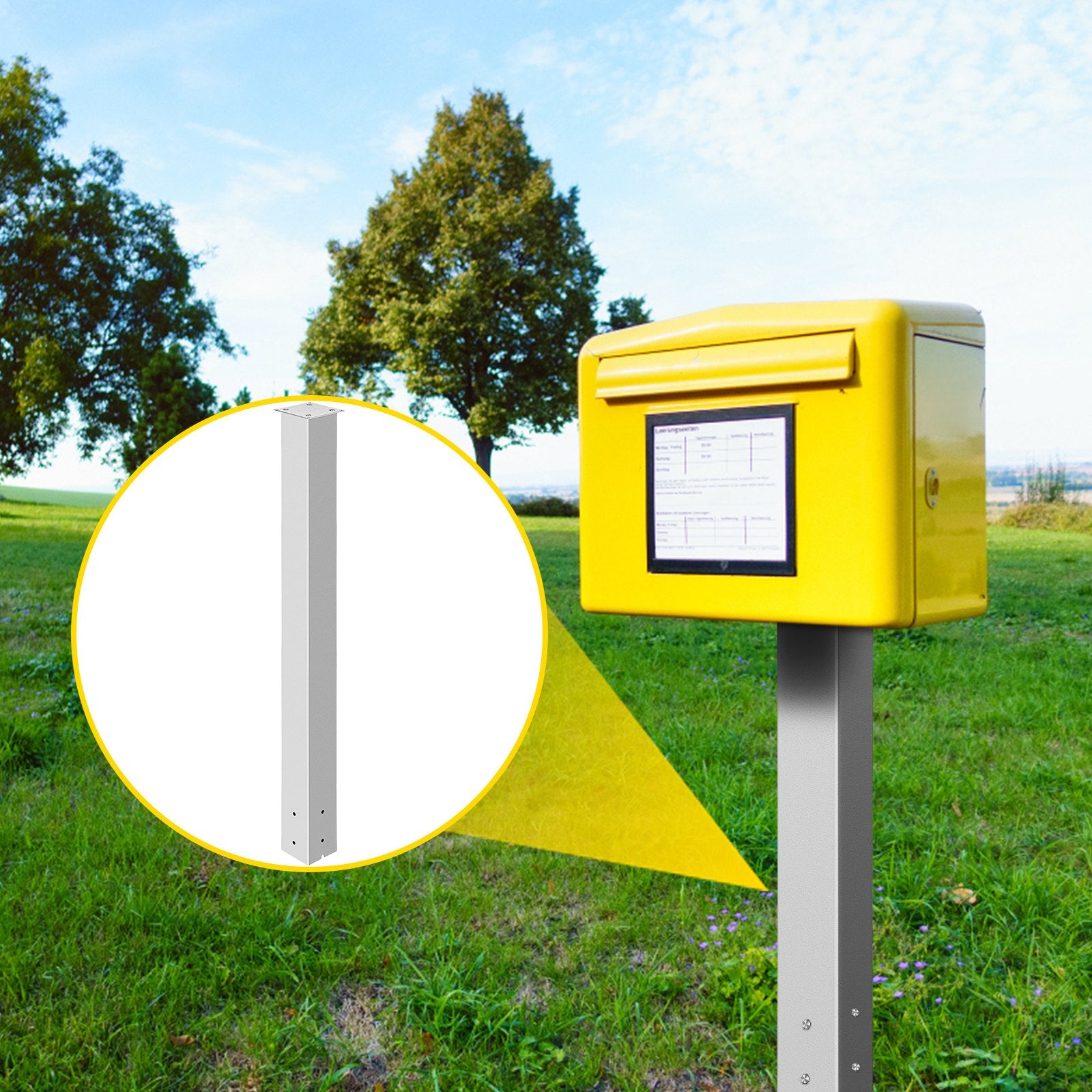 VEVOR Mailbox Post, 43\" High Mailbox Stand, White Powder-Coated Mail Box Post Kit, Q235 Steel Post Stand Surface Mount Post for Sidewalk and Street Curbside, Universal Mail Post for Outdoor Mailbox