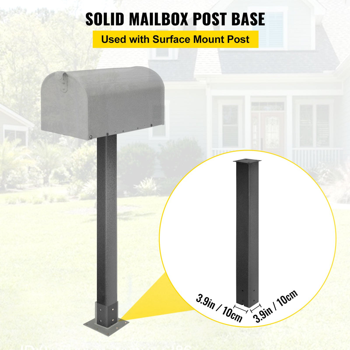 VEVOR Mailbox Post Stand Mail Box Post 43" Black Powder-Coated Steel for Outdoor