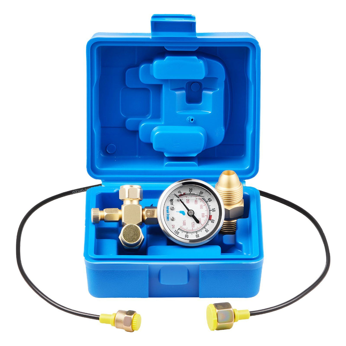 Hydraulic Nitrogen Accumulator Charging Kit, 0-100 Bar Nitrogen Fill Kit, Pressure Test System with 1 Pressure Gauge, 1 Gas Hose, 1 Valve Body and 1 CGA580 Adapter for Construction Machinery