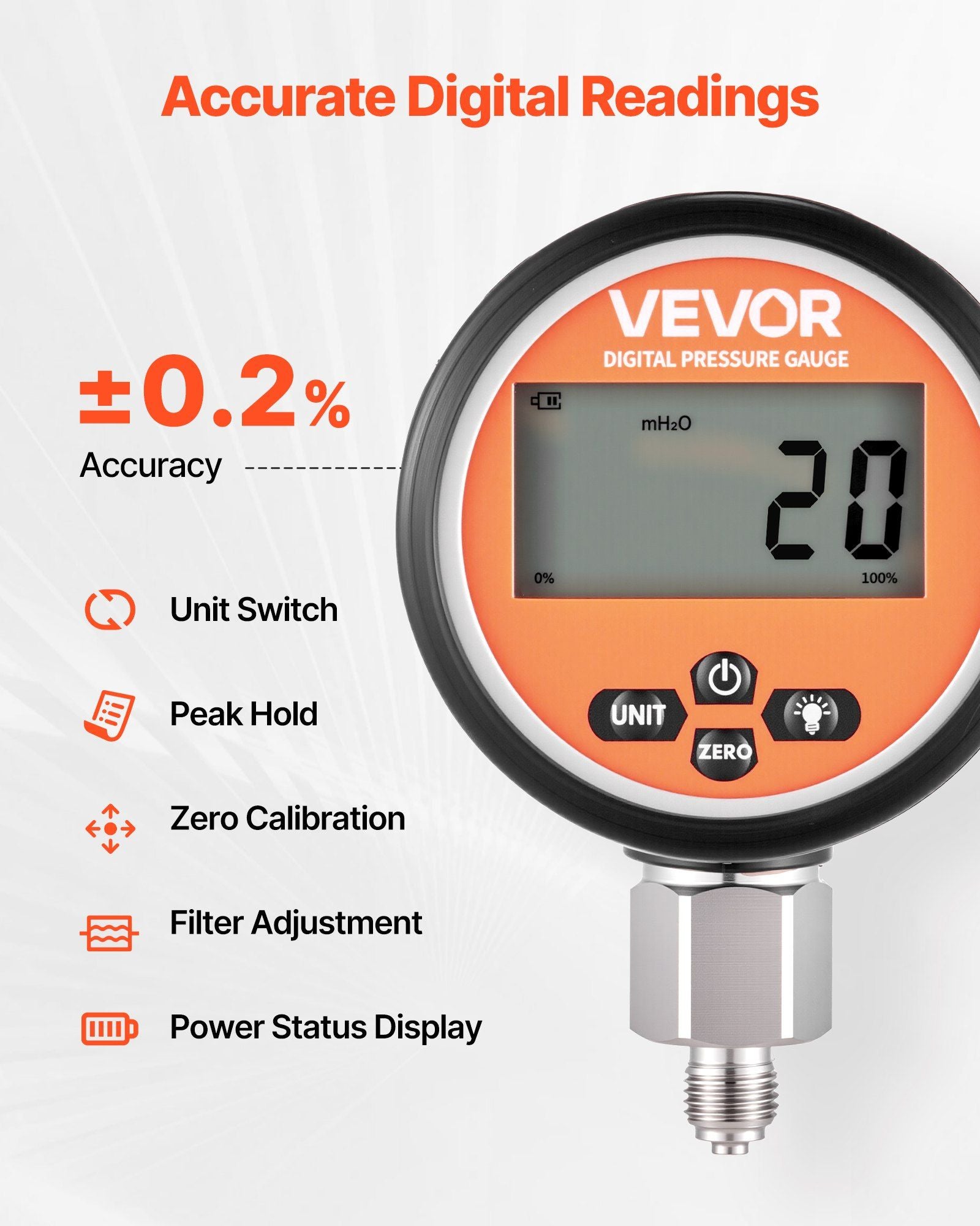 Digital Hydraulic Pressure Test Coupling Kit, 700 Bar Pressure Gauge Manometer Tester with 2 Gauges, 9 Test Couplings, 2 Quick-Release Couplers, 2 Hoses for Excavator Construction Machinery