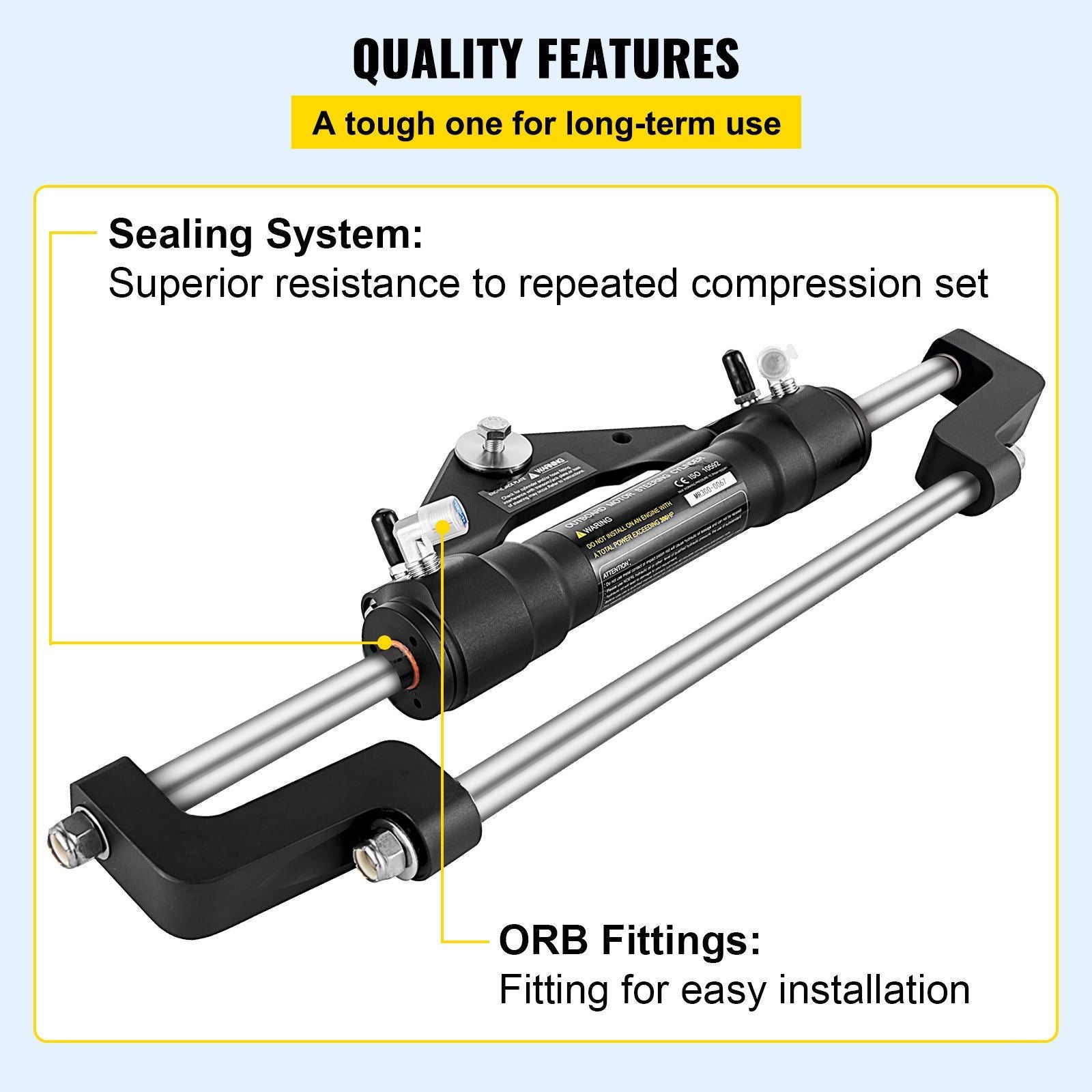 HC5358-3 Front Mount Hydraulic Outboard Steering Cylinder Ram Up To 300HP