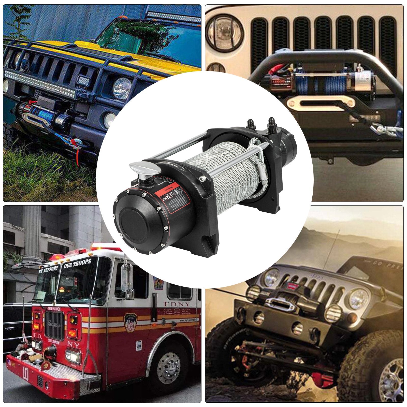 VEVOR Industrial Hydraulic Winch 4535kg, Hydraulic Anchor Winch with 24m Strong Steel Cable, Hydraulic Drive Winch Adapter Kit, Utility Winch with Mechanical Lock for Tacoma Yukon Hummer, etc.