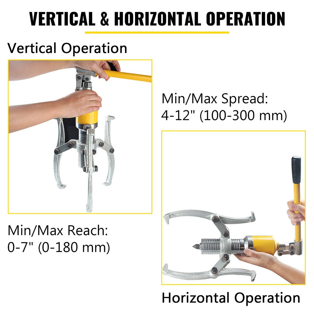 VEVOR Hydraulic Gear Puller, 15 Ton Max. Capacity Hydraulic Puller, 2 or 3 Jaws Bearing Hub Separator, 3.9"- 11.8" Hydraulic Puller Separator Tool for Pulling Hubs, Flanges, Gears, Bearings