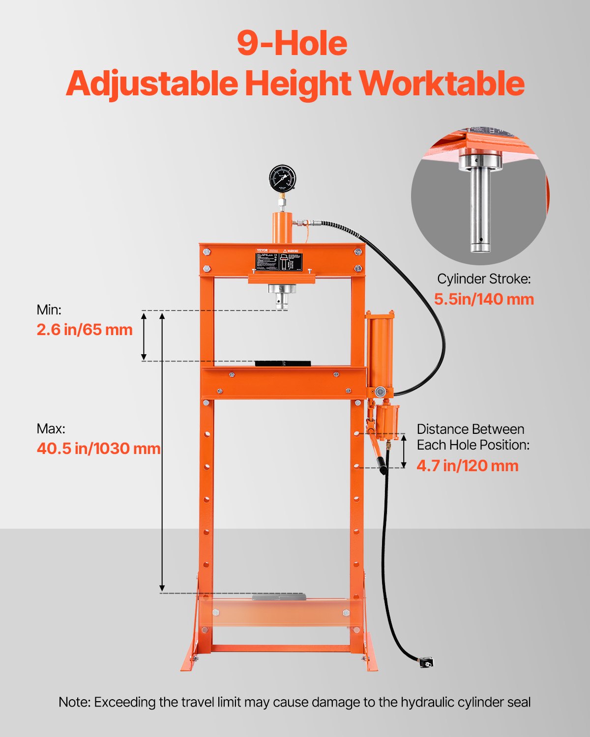 VEVOR 20 T Hydraulic Shop Press Hydraulic Press with Press Plate for Bending
