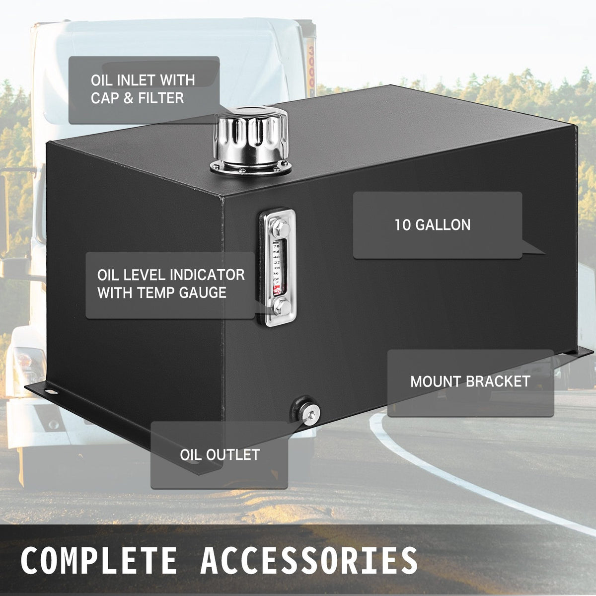 VEVOR Hydraulic Fluid Reservoir Tank 10 Gallon Hydraulic Oil Reservoir Hydraulic Steel Tank Reservoir, Hydraulic Oil Tank Reservoir, Hydraulic Reservoir with a Temp Gauge